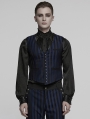 Black and Blue Retro Gothic Steampunk Striped Vest for Men