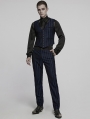 Black and Blue Retro Gothic Steampunk Striped Vest for Men
