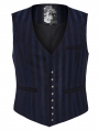 Black and Blue Retro Gothic Steampunk Striped Vest for Men