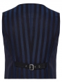 Black and Blue Retro Gothic Steampunk Striped Vest for Men