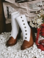 Brown and White Embroidered Leather High Heel Victorian Boots