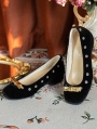 Black Velvet Studded Gothic Victorian Flat Shoes
