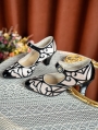 Black Vintage Patterned High Heeled Leather Victorian Shoes
