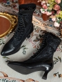 Black Gothic Lace Splicing Victorian Leather Boots
