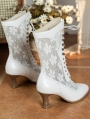 White Gothic Lace Splicing Victorian Leather Boots