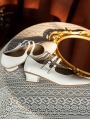White Double Buckle Strap Mary Jane Leather Shoes