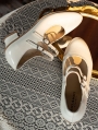 White Double Buckle Strap Mary Jane Leather Shoes