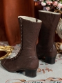 Brown Vintage Victorian Buttoned Leather Boots