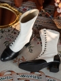 Black and White Vintage Victorian Buttoned Leather Boots