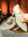 White Buckle Strap Mary Jane Heeled Leather Victorian Shoes