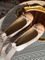 Pink Satin Bow Vintage Ballet Flat Shoes