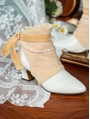 Gold Lace Overly Beaded Leather Victorian Ankle Boots