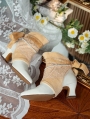 Gold Lace Overly Beaded Leather Victorian Ankle Boots