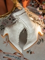 White Gothic Victorian Lace-Up Leather Mid-Calf Boots