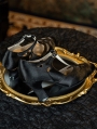 Black Gothic T-Strap Cutout Victorian Satin Shoes