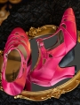 Pink Gothic T-Strap Cutout Victorian Satin Shoes