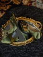 Green Gothic T-Strap Cutout Victorian Satin Shoes