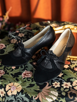 Black Tasseled Vintage Patchwork Victorian Leather Shoes