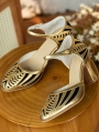 Black and Gold Metallic Leather Victorian Mary Jane Shoes