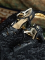 Black Satin Patterned Vintage T-Strap High Heel Leather Shoes