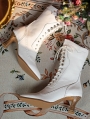 White Gothic Victorian Beaded Lace Up Leather Boots
