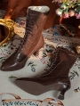 Brown Gothic Victorian Beaded Lace Up Leather Boots