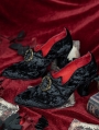 Black Velvet Gothic Victorian Buckled High Heel Shoes