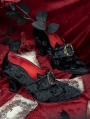 Black Velvet Gothic Victorian Buckled High Heel Shoes
