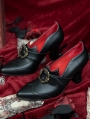 Black Matte Leather Gothic Victorian Buckled High Heel Shoes
