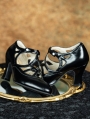 Black Gothic Hollow Out Retro High Heeled Leather Shoes
