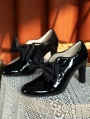 Black Gothic Vintage Bowknot Victorian Leather Shoes