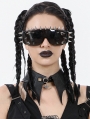 Black Gothic Punk Batwing Leather O-Ring Star Drop Choker