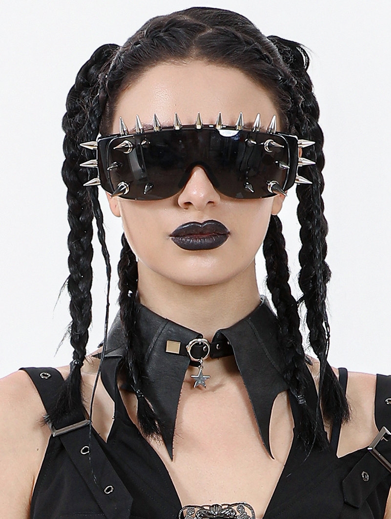 Black Gothic Punk Batwing Leather O-Ring Star Drop Choker