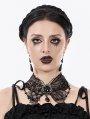 Black Gothic Butterfly Crystal Beaded Lace Choker