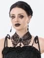 Black Gothic Butterfly Crystal Beaded Lace Choker