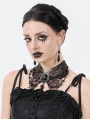 Black Gothic Butterfly Crystal Beaded Lace Choker