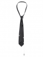 Black Gothic Punk Grommet Chain Link Neck Tie