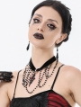 Black Gothic Retro Cross Pendant Beaded Chain Choker