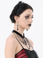 Black Gothic Retro Cross Pendant Beaded Chain Choker
