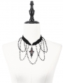 Black Gothic Retro Cross Pendant Beaded Chain Choker