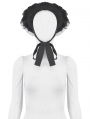 Black Gothic Playful Pleated Lace Trim Bow Hat