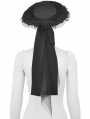 Black Gothic Playful Pleated Lace Trim Bow Hat