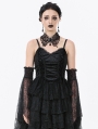 Black Gothic Webbed Mesh Flared Lace Arm Sleeves