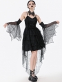 Black Gothic Webbed Mesh Flared Lace Arm Sleeves