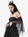 Black Gothic Webbed Mesh Flared Lace Arm Sleeves