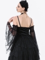Black Gothic Webbed Mesh Flared Lace Arm Sleeves