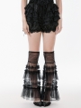 Black Chic Multi-Layered Ruched Mesh Leg Warmers