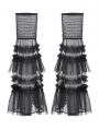 Black Chic Multi-Layered Ruched Mesh Leg Warmers