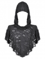 Black Gothic Punk Distressed Draped Hooded Capelet for Women