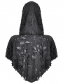 Black Gothic Punk Distressed Draped Hooded Capelet for Women